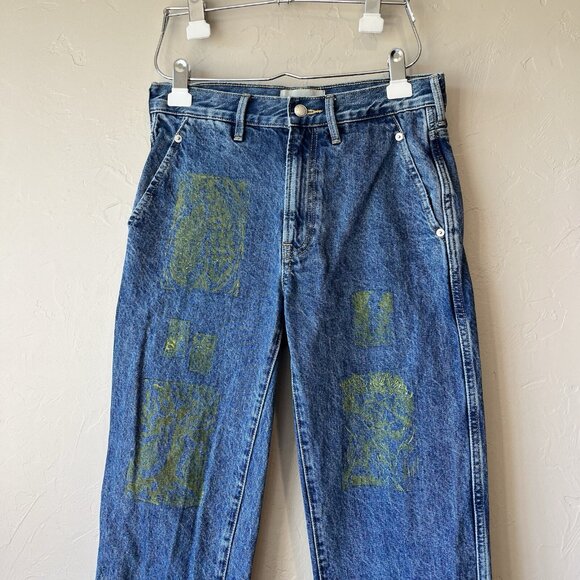Everlane utility Jeans carpenter Stamp Art Wear Cinch Back Cheeky Adjustable 25 - Picture 7 of 13